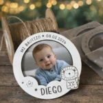 Marco portafoto con imán para bautizo, diseño personalizado - Imagen 2