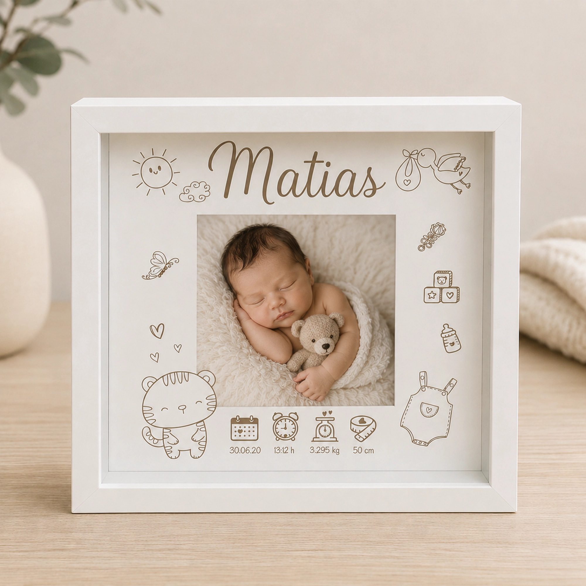natalicio niño Marco personalizado de nacimiento con foto (más modelos) - Imagen 1